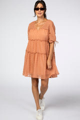 Peach Swiss Tiered Chiffon Maternity Dress