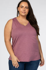 Mauve Ladder Trim Plus Tank Top