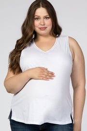 White Ladder Trim Maternity Plus Tank Top