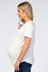 Ivory Rolled Cuff Short Sleeve Maternity Top