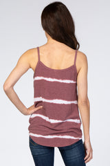 Mauve Tie Dye Striped Tank Top