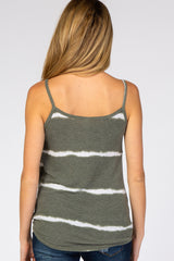 Olive Tie Dye Striped Maternity Tank Top