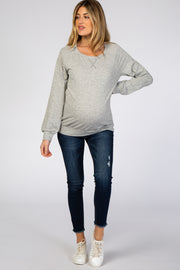 Heather Grey Soft Long Sleeve Maternity Top