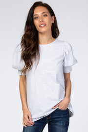 Heather Grey Puff Sleeve Top