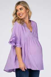 Lavender Baby Doll Maternity Blouse