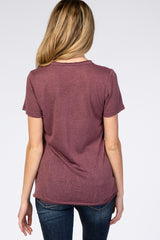 Plum Heather Raw Hem Maternity Top