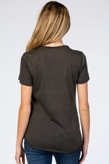 Dark Grey Heather Raw Hem Maternity Top