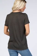 Dark Grey Heather Raw Hem Top