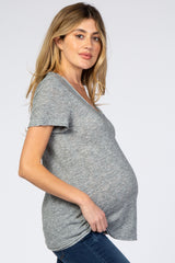 Heather Grey Raw Hem Maternity Top