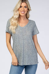 Heather Grey Raw Hem Maternity Top