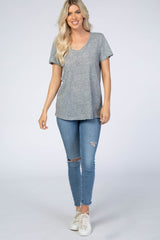 Heather Grey Raw Hem Top