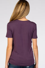 Purple Scoop Neck Pocket Maternity Top