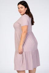 Lavender Ribbed Tiered Plus Dress