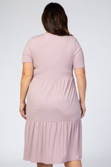 Lavender Ribbed Tiered Plus Dress