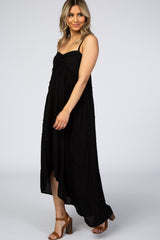 Black Ruffle Tier Hi-Low Dress