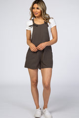 Dark Grey Tie Knot Maternity Short Overalls