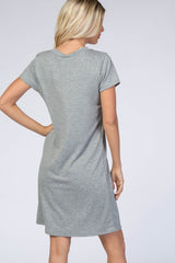 Grey Button Front Dress