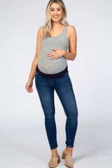 Heather Grey Sleeveless Ribbed Maternity Bodysuit