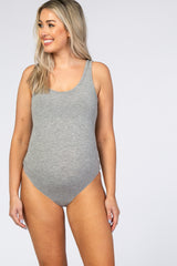 Heather Grey Sleeveless Ribbed Maternity Bodysuit