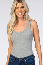 Heather Grey Sleeveless Ribbed Bodysuit