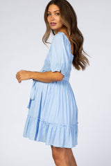 Light Blue Smocked Maternity Dress