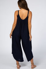 Navy Asymmetrical Hem Maternity Jumpsuit