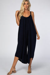 Navy Asymmetrical Hem Maternity Jumpsuit