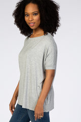 Heather Grey Short Dolman Sleeve Top