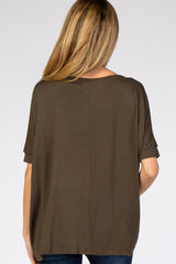 Olive Short Dolman Sleeve Maternity Top