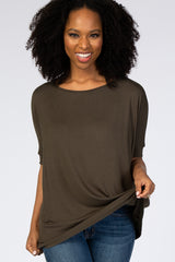 Olive Short Dolman Sleeve Maternity Top