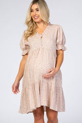 Light Pink Floral Tiered Maternity Dress