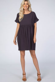 Charcoal Linen Babydoll Dress