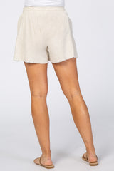 Cream Raw Hem Linen Maternity Shorts