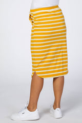 Yellow Ribbed Striped Maternity Skirt