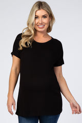 Black Ribbed Maternity Top