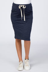 Navy Drawstring Maternity Skirt