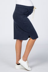 Navy Drawstring Maternity Skirt