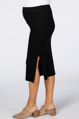 Black Ribbed Knit Maternity Pencil Skirt