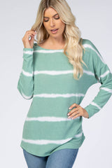 Jade Striped Long Dolman Sleeve Maternity Top