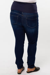 Navy Blue Basic Skinny Maternity Plus Jeans