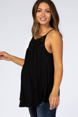 Black Crochet Detail Sleeveless Maternity Top