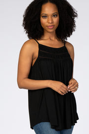 Black Crochet Detail Sleeveless Top