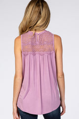 Lavender Lace Inset Maternity Tank Top