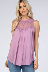 Lavender Lace Inset Maternity Tank Top