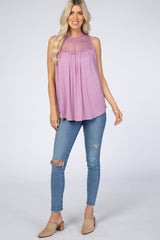 Lavender Lace Inset Tank Top