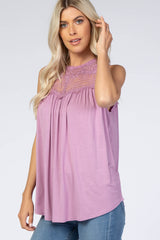 Lavender Lace Inset Tank Top