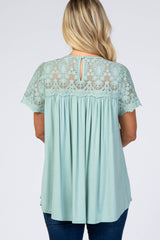 Mint Lace Short Sleeve Maternity Blouse