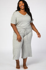 Heather Grey V-Neck Maternity Plus Sleep Set