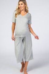 Heather Grey V-Neck Maternity Sleep Set