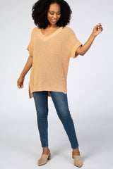 Peach Front Pocket Knit Top